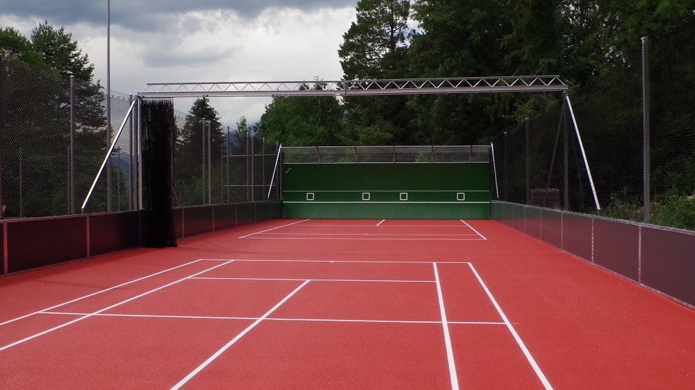 Tennis court with smash back